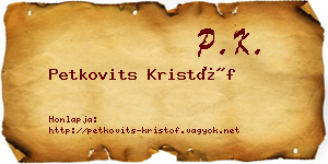 Petkovits Kristóf névjegykártya