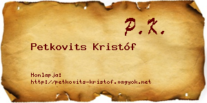 Petkovits Kristóf névjegykártya