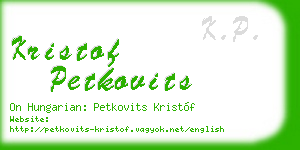kristof petkovits business card