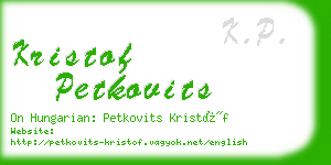 kristof petkovits business card